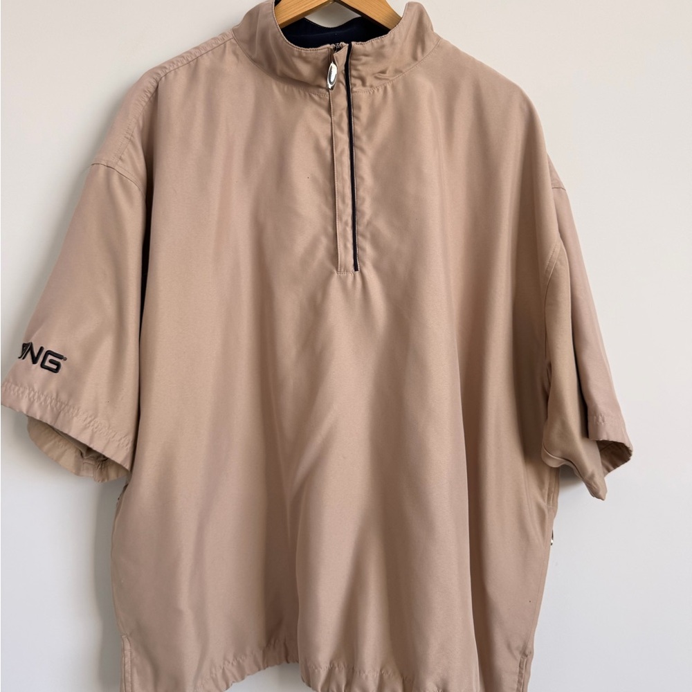 PING Collection Golf Windbreaker Men’s XL Tan 1/4 Zip Lightweight Jacket
